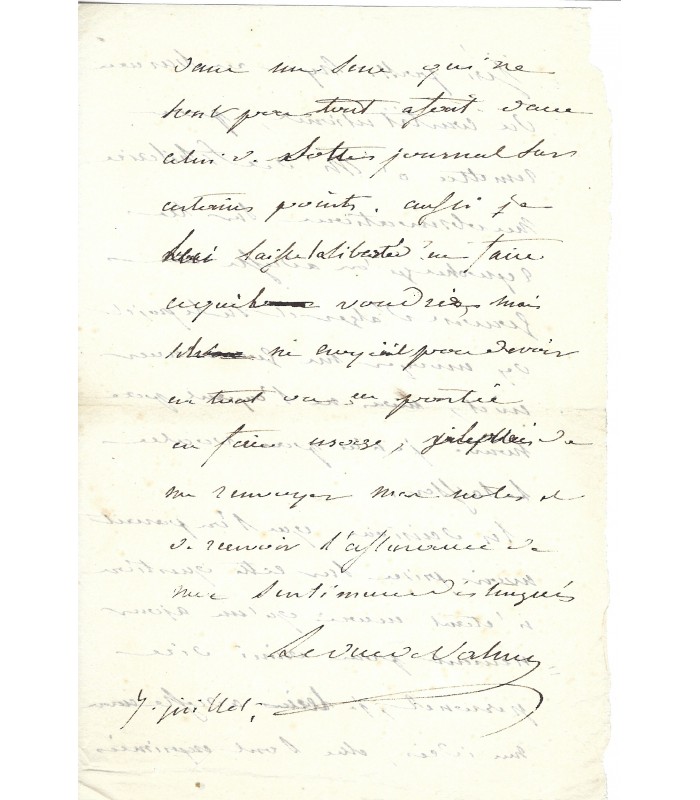 KELLERMANN François, maréchal de France. Billet autographe (G 3474)