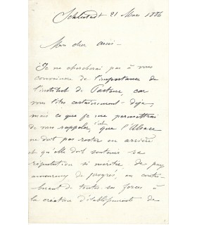 LANG Irénée, industriel. Lettre autographe (G 4631)