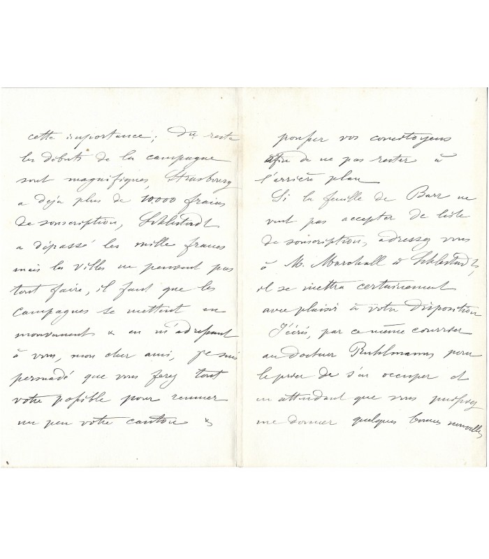 LANG Irénée, industriel. Lettre autographe (G 4631)