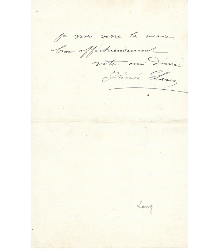 LANG Irénée, industriel. Lettre autographe (G 4631)
