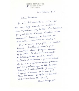 MAGRITTE René. Peintre surréaliste belge. Lettre autographe, 1967 (Réf. G 5586)