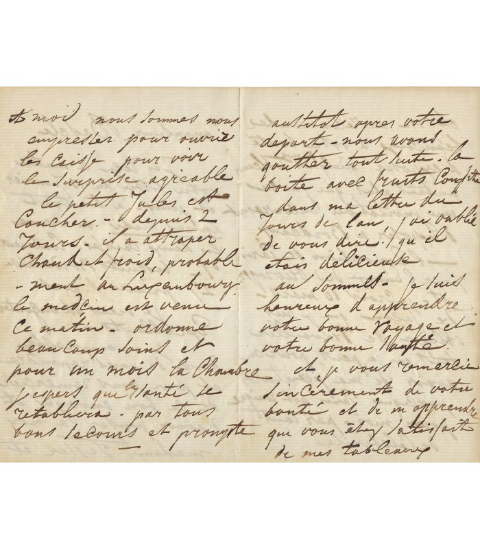 JONGKIND Johan-Barthold. Peintre hollandais, précurseur des Impressionnistes. Lettre autographe (Réf. G 4782)