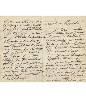 JONGKIND Johan-Barthold. Peintre hollandais, précurseur des Impressionnistes. Lettre autographe (Réf. G 4782)