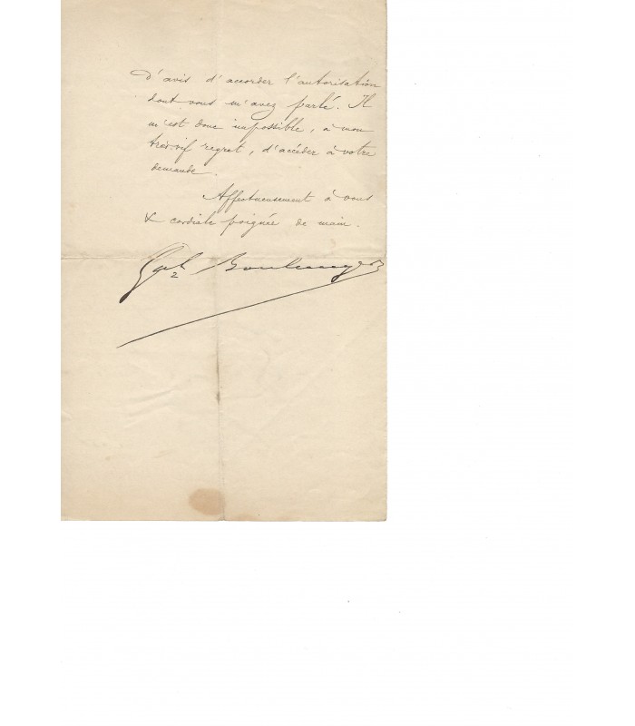 BOULANGER Georges, homme politique. Lettre signée (G 3810)