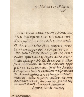 FLECHIER, évêque de Nîmes. 1632-1710. Grand orateur du XVIIe siècle. Lettre autographe (Réf. G 970)