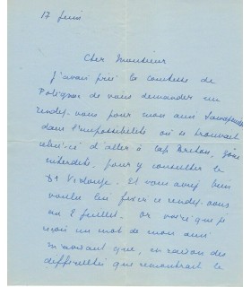 BOURDET Edouard, dramaturge. Lettre autographe (G 4091)