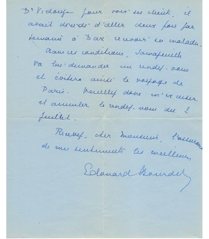 BOURDET Edouard, dramaturge. Lettre autographe (G 4091)
