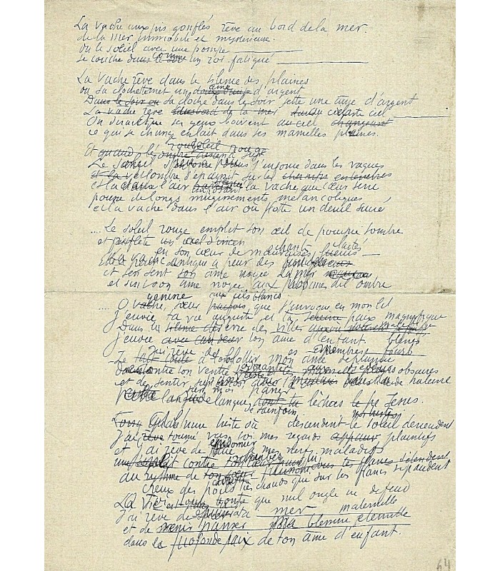 SAMAIN Albert, poète. Brouillon de poème autographe (G 4519)