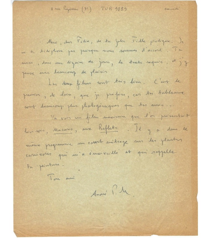 MANDIARGUES Pieyre de, écrivain. Lettre autographe (G 4497)
