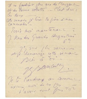 BARRAULT Jean-Louis, comédien. Lettre autographe (G 4682)