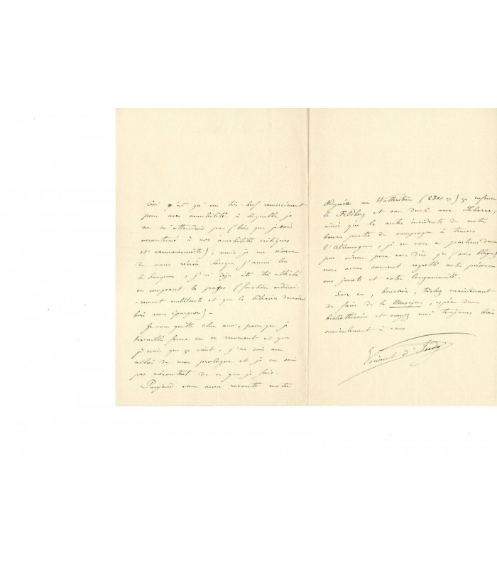 INDY Vincent d', compositeur. Lettre autographe (G 4891)