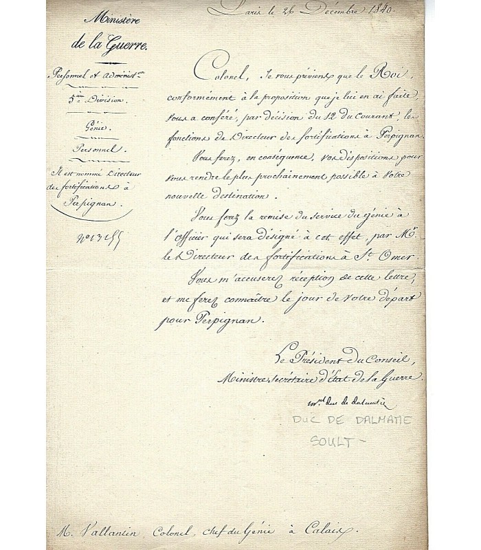 SOULT Nicolas, dit Duc de Dalmatie. 3 pièces signées (G 4974)