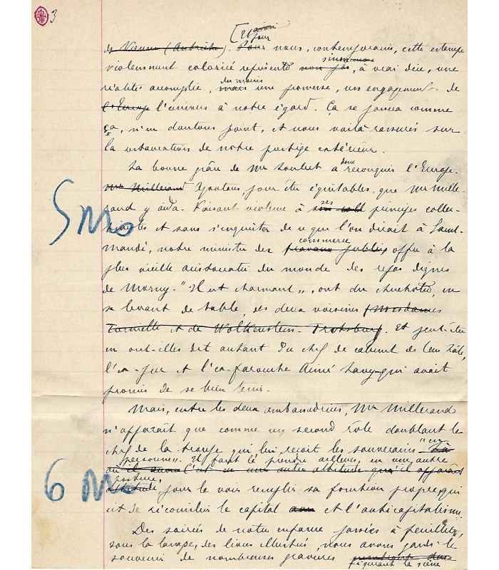 SYVETON (Gabriel), homme politique. Manuscrit autographe (Réf. G 5049)