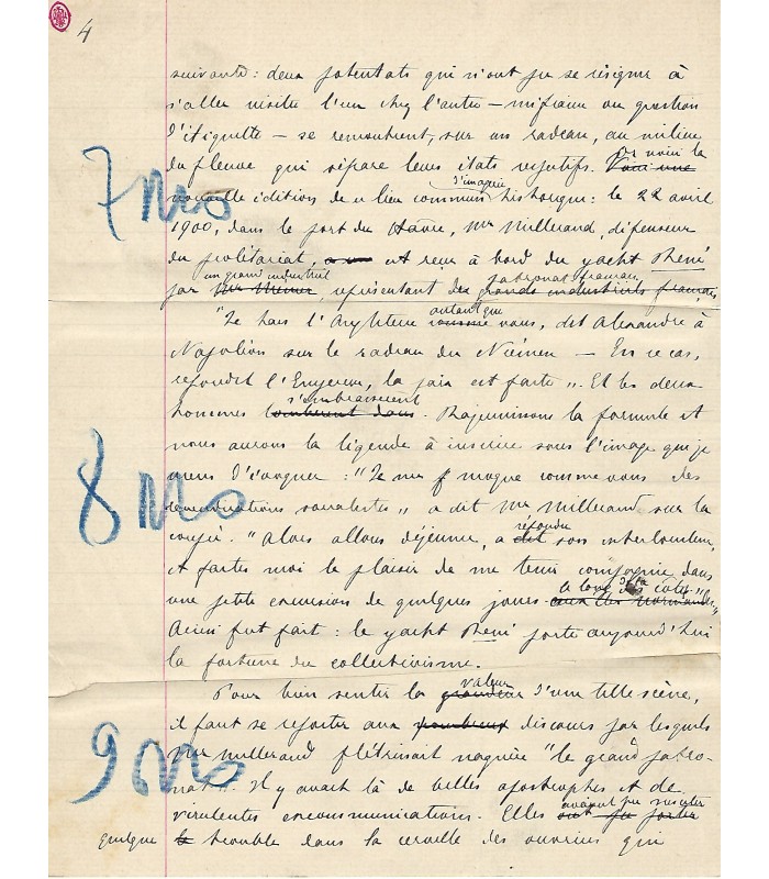 SYVETON (Gabriel), homme politique. Manuscrit autographe (Réf. G 5049)