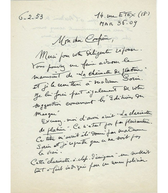 CAMI (P.H), humoriste. Lettre autographe (G 5052)