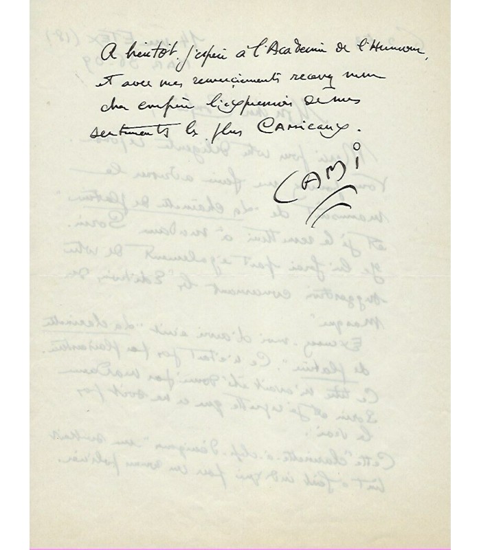 CAMI (P.H), humoriste. Lettre autographe (G 5052)