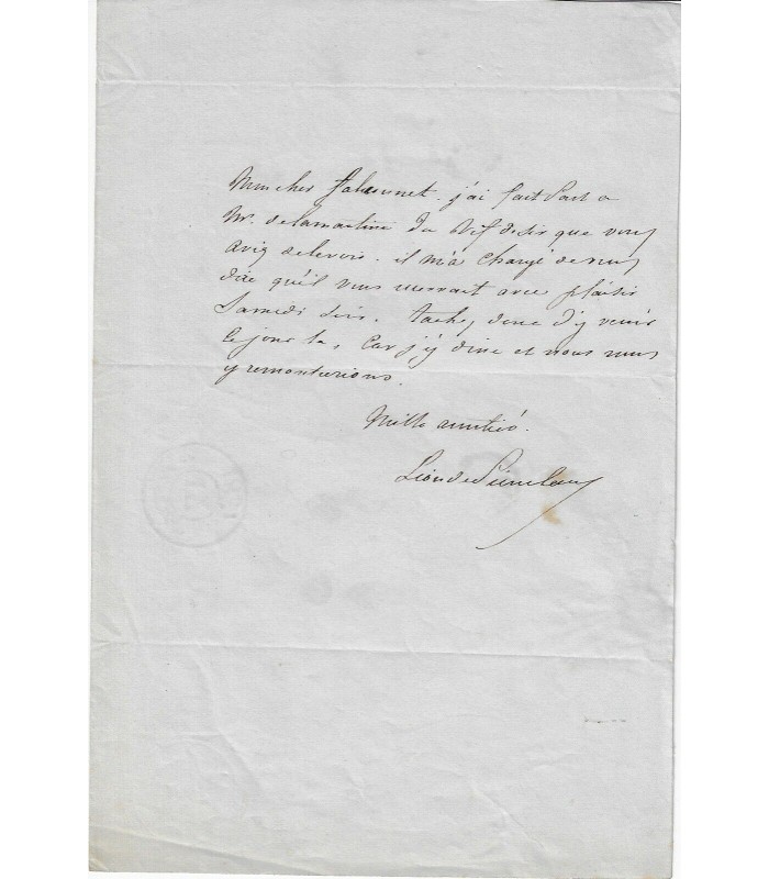 [LAMARTINE]. DE PIERRECLAU. 7 lettres autographes (G 5054)