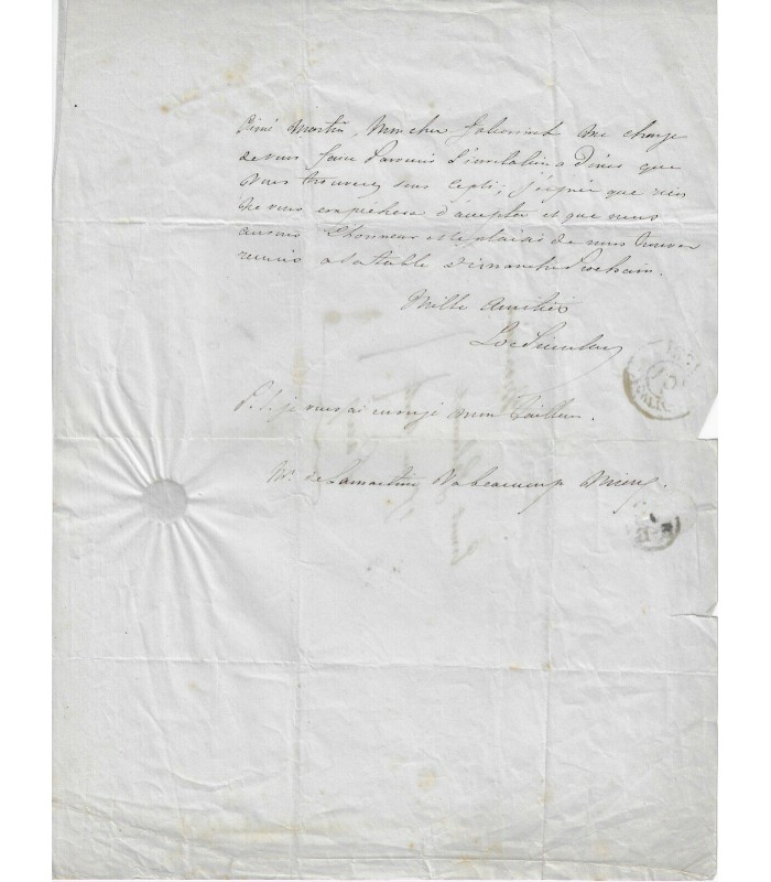 [LAMARTINE]. DE PIERRECLAU. 7 lettres autographes (G 5054)