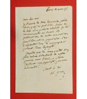 GRUN (Alphonse), juriste et journaliste. 2 lettres autographes (G 5059)