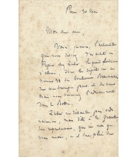 ADAM (Edmond), homme politique. Lettre autographe (G 5060)