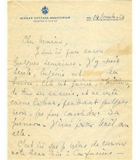 BONAPARTE MARIE, pionnière de la psychanalyse en France, 14 novembre 1929