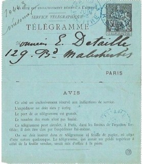 CAZIN Jean-Charles, peintre. 2 Télégrammes signés (G 5083)