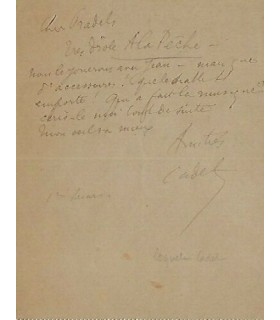 COQUELIN CADET Alexandre, comédien. Carte-lettre A. Signée