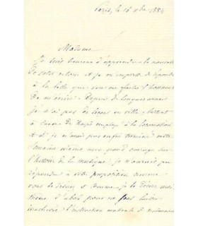 CLEMENT Félix, compositeur, organiste. Lettre autographe (G 5088)