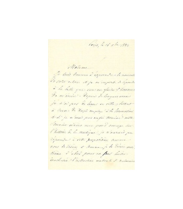 CLEMENT Félix, compositeur, organiste. Lettre autographe (G 5088)