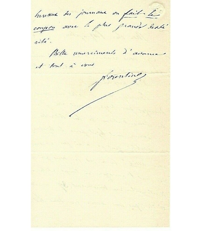 FIORENTINO Pier-Angelo, auteur italien. Lettre autographe (G 5120)