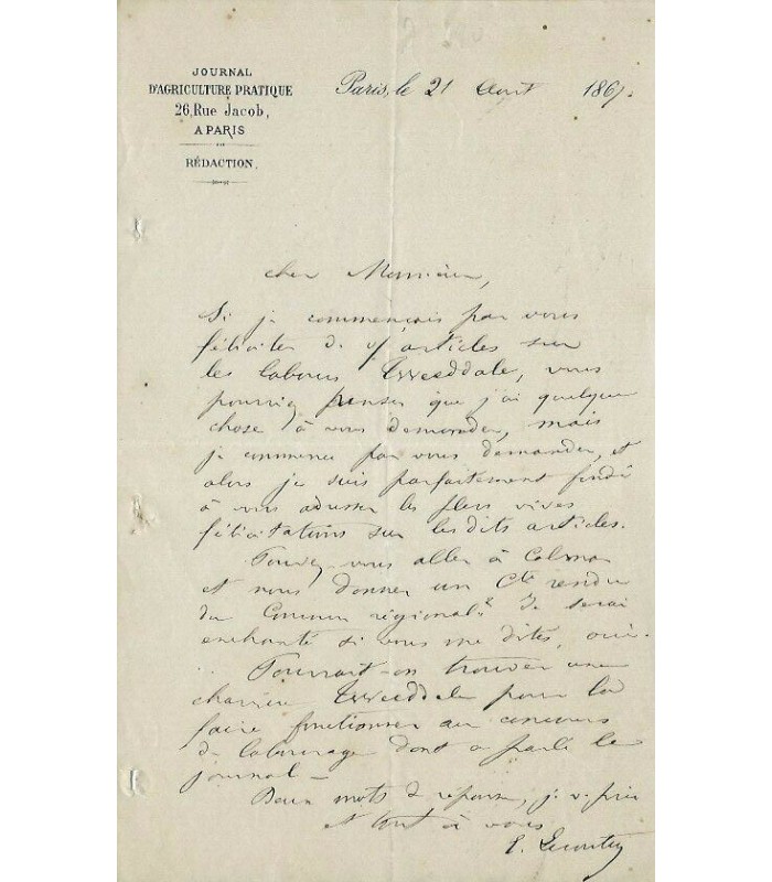 LECOUTEUX Edouard, agronome. 4 Lettre autographe (G 5160)