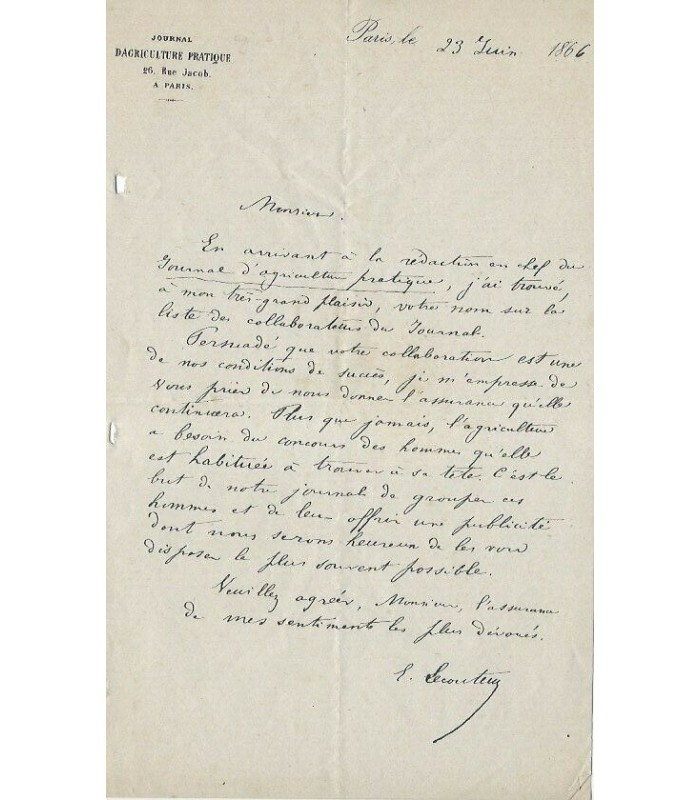 LECOUTEUX Edouard, agronome. 4 Lettre autographe (G 5160)