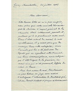 ANDRE Louis, général français, ministre de la guerre. Lettre autographe ( G 783)