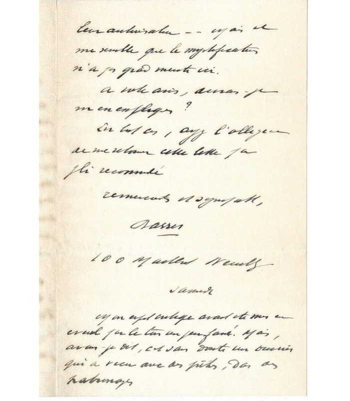BARRES Maurice, écrivain et homme politique. Lettre autographe (G 5320)