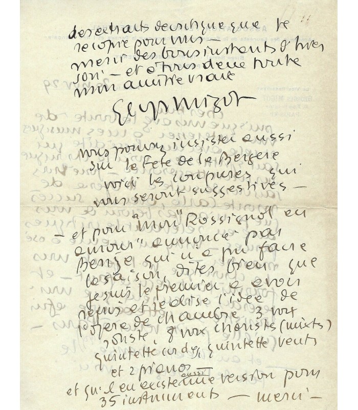 MIGOT Georges, compositeur. Lettre autographe (G 5363)