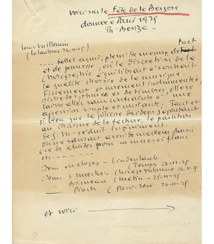 MIGOT Georges, compositeur. Lettre autographe (G 5363)