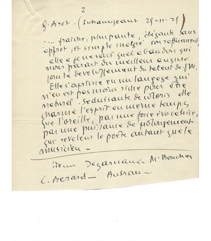 MIGOT Georges, compositeur. Lettre autographe (G 5363)
