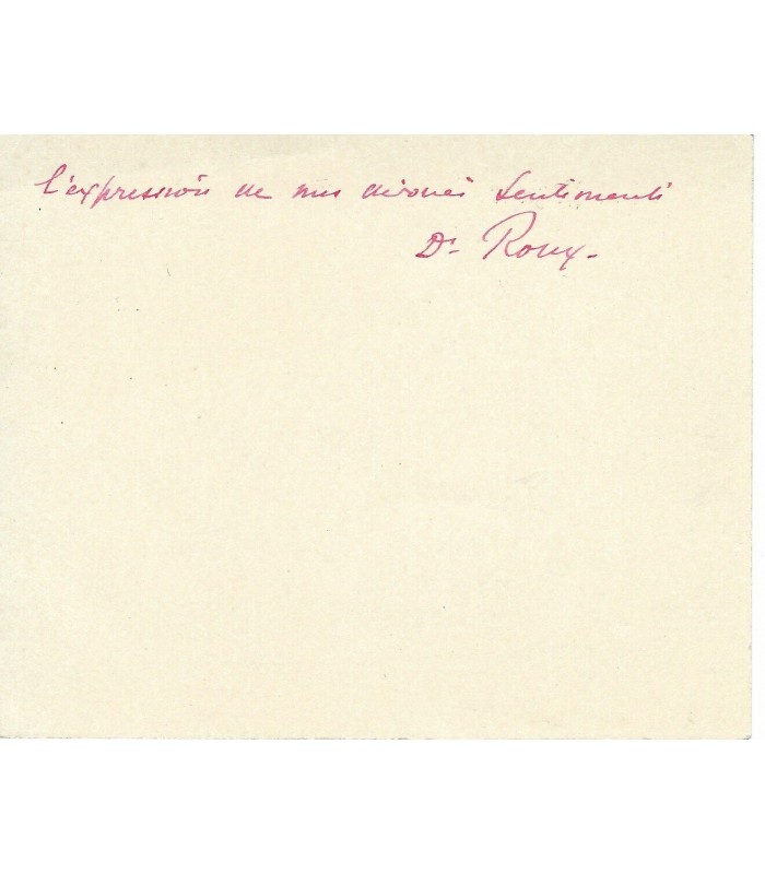 ROUX Emile, bactériologiste. Carte autographe, 1917 (G 1084)