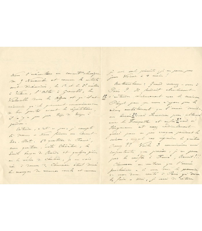 INDY Vincent d', compositeur. Lettre Autographe au sujet de concerts (G 4892)