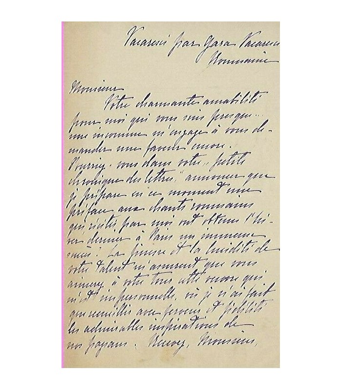 VACARESCO Hélène, femme de lettres roumaine. 2 lettres autographe (G 4707)