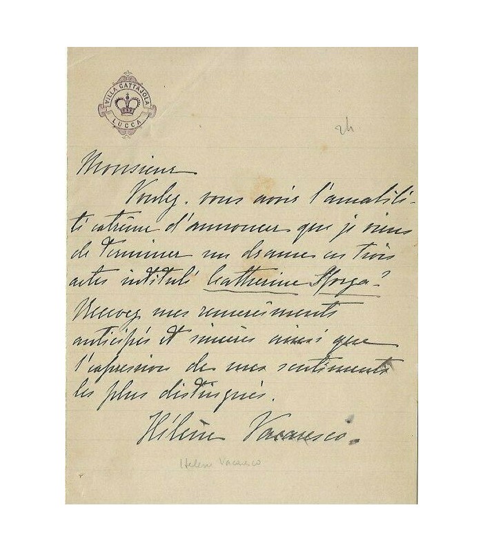 VACARESCO Hélène, femme de lettres roumaine. 2 lettres autographe (G 4707)