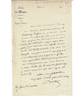BARTHE Félix, Jurisconsulte. Lettre autographe (E 10013)