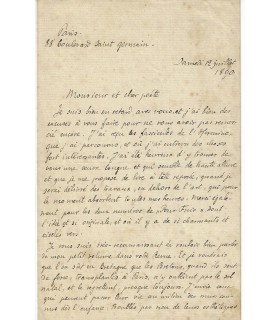 BOURGAULT-DUCOUDRAY (Charles). Ecrivain, poète. Lettre  (Réf. G 2442)