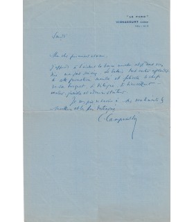 CAMPICHI (César). Député de Corse. Lettre autographe (E 10182)