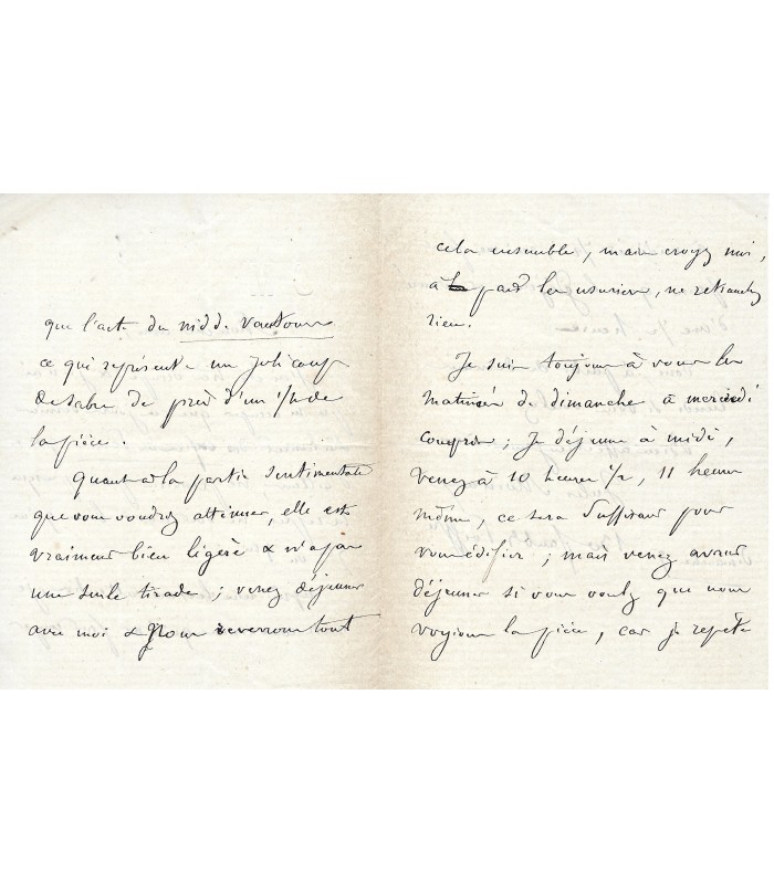 COURTELINE. MOINEAUX (Jules). Père du dramaturge Georges Courteline.  Dramaturge. Lettre autographe (G 5333)