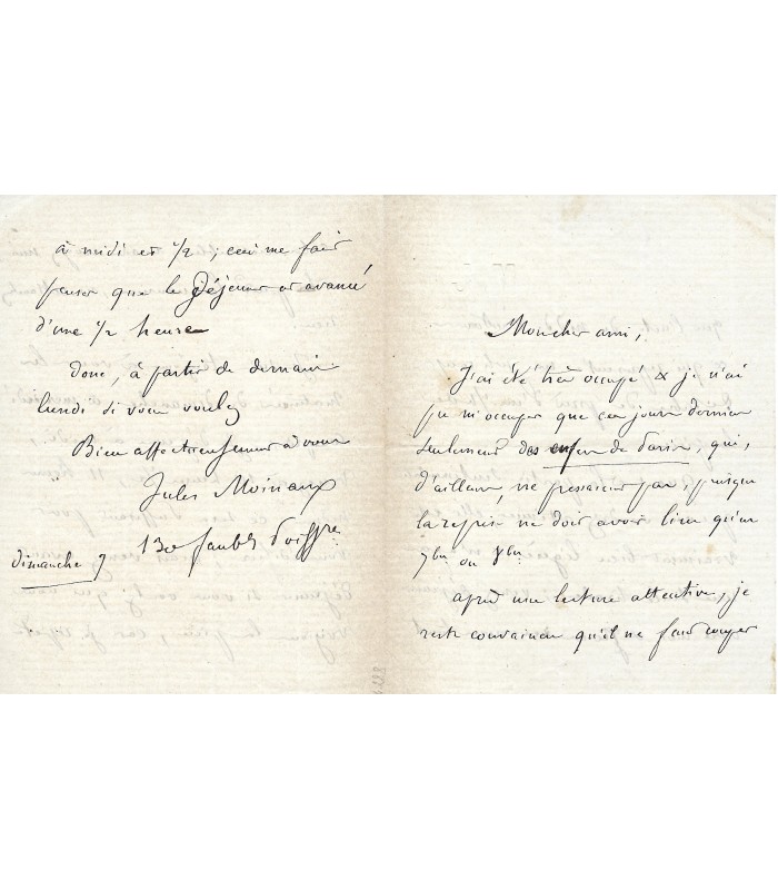 COURTELINE. MOINEAUX (Jules). Père du dramaturge Georges Courteline.  Dramaturge. Lettre autographe (G 5333)