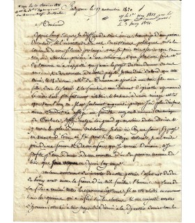 CLERMONT-TONNERRE, duc de. Ministre de la Marine et de la Guerre. Lettre (G 514)