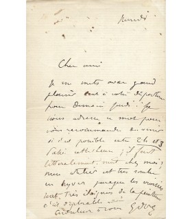 DORE (Gustave). Dessinateur, graveur et peintre. Lettre autographe (G 4352)