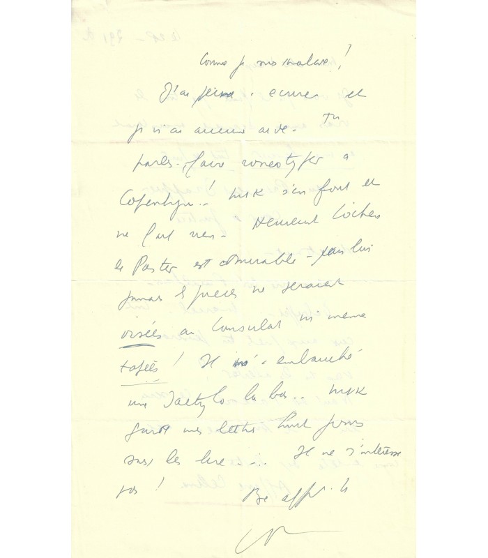 CELINE (L.F.), écrivain. Lettre autographe (G 3953)