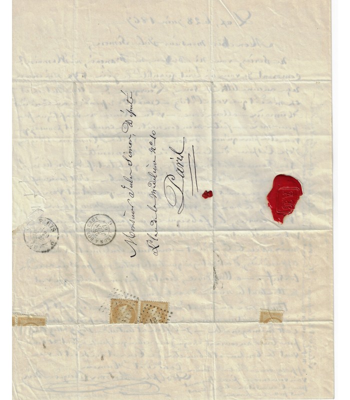 BERTRON LIBERGE DES BOIS (Adolphe). Homme politique. Lettre à Jules Simon (Réf. G 2711)